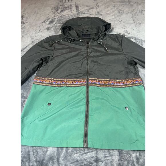 Nomad Men’s Versailles Windbreaker Zip Up Jacket Black/Green Size L Southwestern - Picture 1 of 8